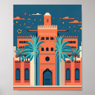 Arte de vectores planos retro de Marrakech