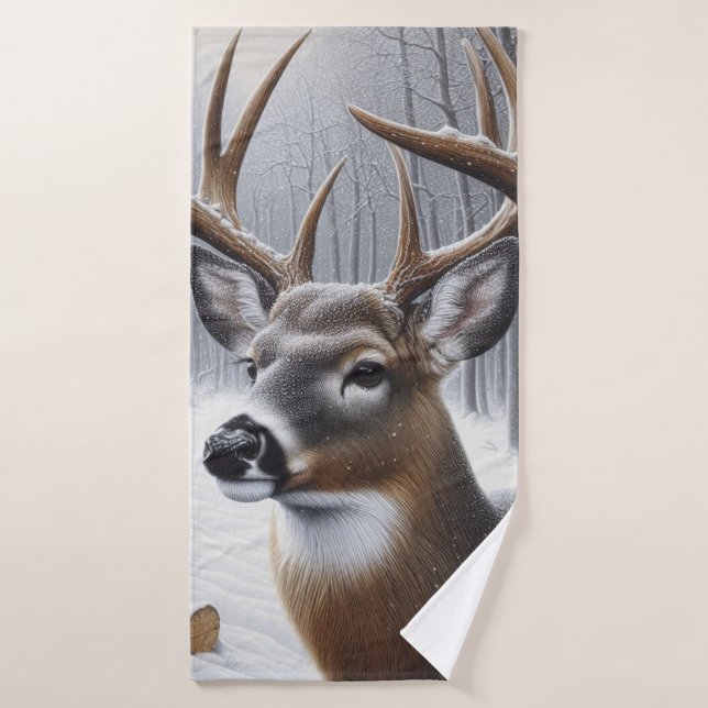 Arte de venado/buck de invierno (Toalla de baño)