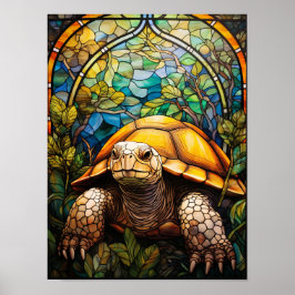 Arte de ventana de jardín de tortuga estilo vidrio