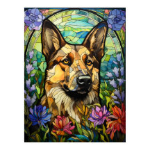 Arte de ventana de vidrio emplomado con flores y p