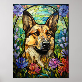Arte de ventana de vidrio emplomado con flores y p