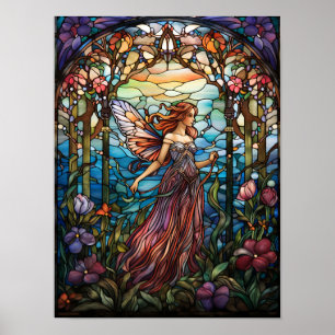 Arte de ventana de vidrio emplomado de hada del bo