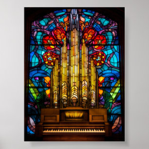 Arte de ventana de vidrio emplomado de órgano de t