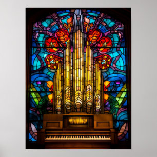 Arte de ventana de vidrio emplomado de órgano de t