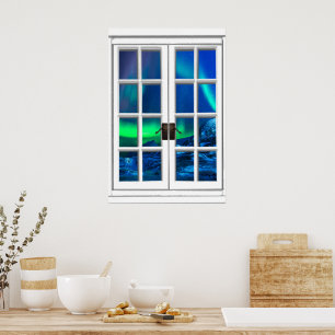 Arte de ventana falsa de Aurora Boreal Luces del N