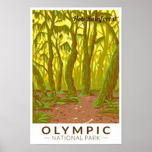 Arte de viaje al bosque lluvioso de Hoh del Parque