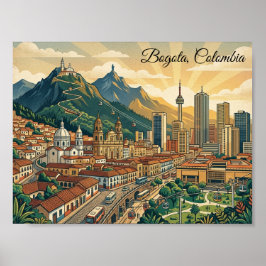 Arte de viaje colorido vintage Bogotá Colombia 