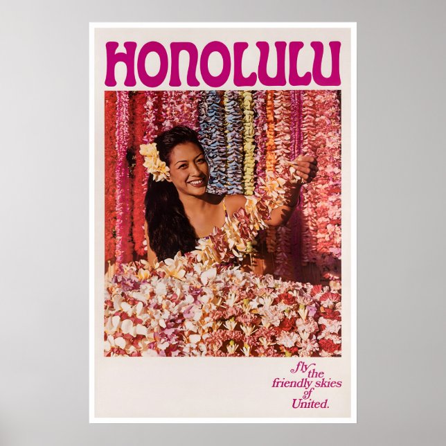 Arte de viaje de Hawái Honolulu Impresión de póste (Frente)
