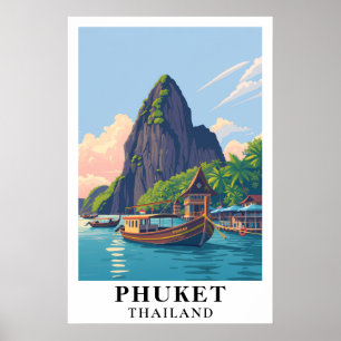 Arte de viaje de la isla tropical vintage de Phuke