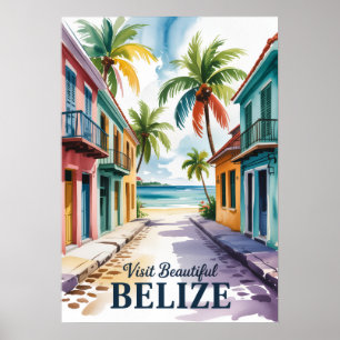 Arte de viaje en acuarela vintage de Belice