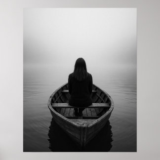 Arte de viaje femenino en solitario con niebla y l