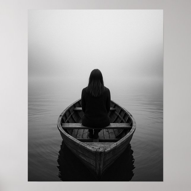 Arte de viaje femenino en solitario con niebla y l (Frente)