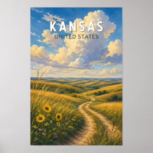 Arte de viaje ilustración vintage de Kansas