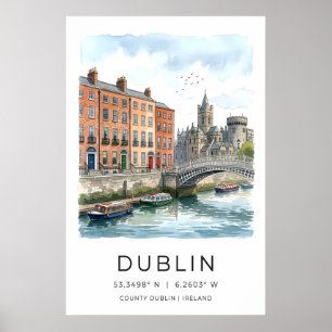 Arte de viaje irlandés para pared - Río Liffey de 