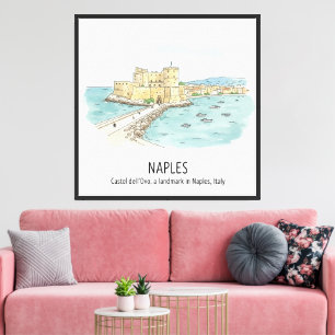 Arte de viaje Nápoles Italia: Castel dell'Ovo Acua