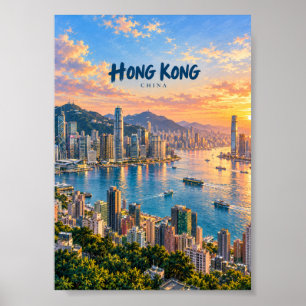 Arte de viaje pictórico de Hong Kong