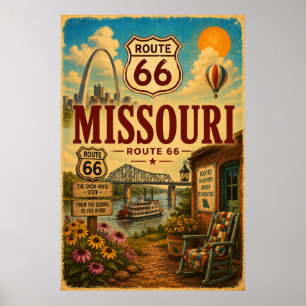 Arte de viaje por la antigua ruta 66 Missouri Rive