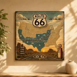 Arte de Viaje por la Carretera Americana Retro