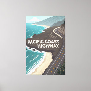 Arte de viaje retro de la autopista de la costa de