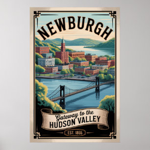 Arte de viaje retro de Nueva York de Nuevaburgh an
