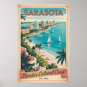 Arte de viaje retro de Sarasota Florida Vintage