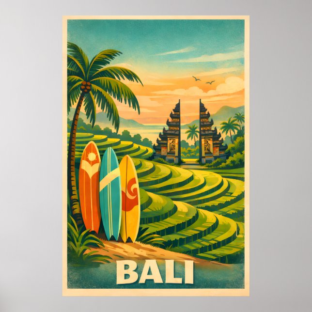 Arte de viaje retro tropical de Bali (Frente)