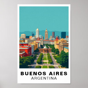 Arte de viaje vintage de Buenos Aires Argentina