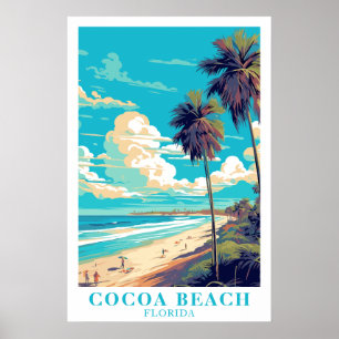 Arte de viaje vintage de Cocoa Beach Florida