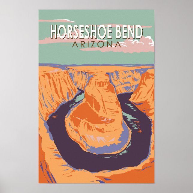 Arte de viaje vintage de Horseshoe Bend (Frente)