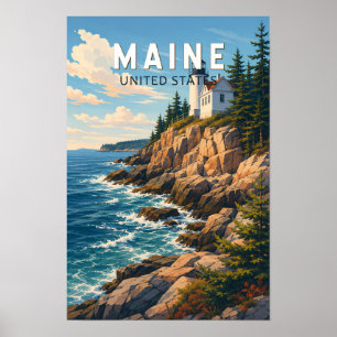 Arte de viaje vintage de ilustración de Maine