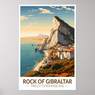 Arte de viaje vintage de la Roca de Gibraltar