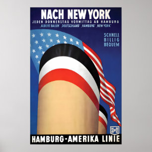 Arte de viaje vintage de líneas americanas de Hamb