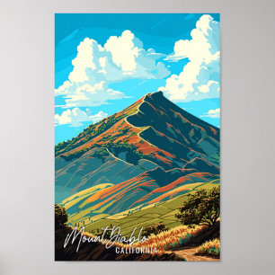 Arte de viaje vintage de Mount Diablo California