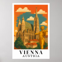Arte de viaje vintage de Viena, Austria