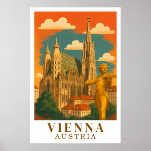 Arte de viaje vintage de Viena, Austria