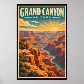 Arte de viaje vintage del Parque Nacional del Gran
