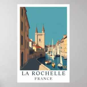 Arte de viaje vintage del puerto de La Rochelle Fr