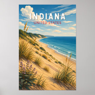 Arte de viaje vintage ilustración de Indiana