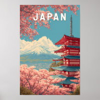 Arte de viaje vintage ilustración de Japón