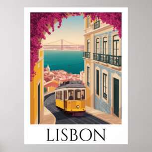Arte de viaje vintage minimalista Lisboa Portugal