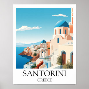 Arte de viajes clásico de Santorini - griego vinta