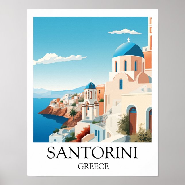 Arte de viajes clásico de Santorini - griego vinta (Frente)