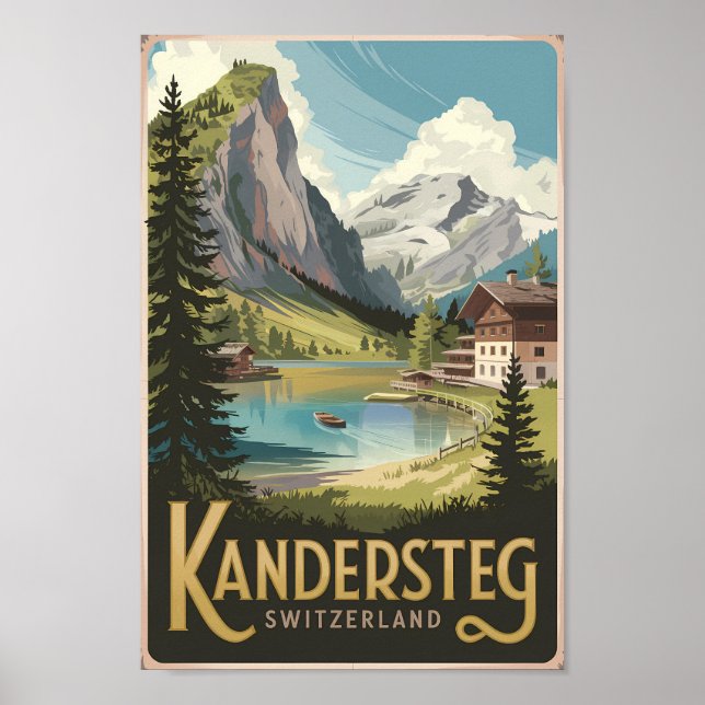 Arte de viajes de Ilustracion de Kandersteg Suiza (Frente)