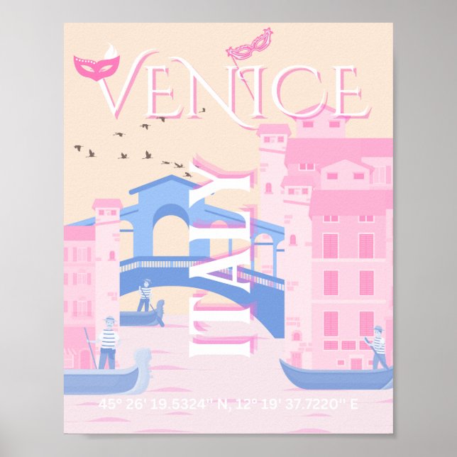 Arte de viajes de Venecia, Italia, arte de viajes, (Frente)