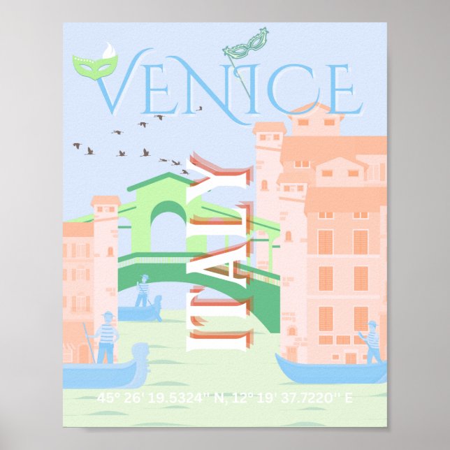 Arte de viajes de Venecia, Italia, arte de viajes (Frente)