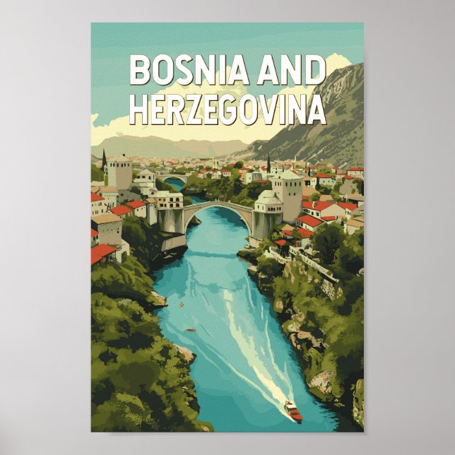 Arte de viajes en Ilustracion de Bosnia y Herzegov (Frente)