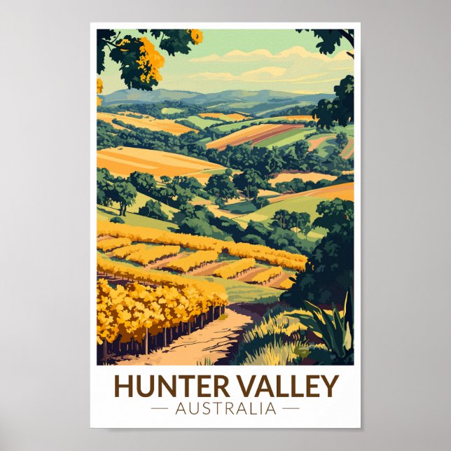 Arte de viajes en Ilustracion de Hunter Valley Aus (Frente)