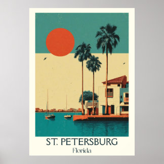 Arte de viajes por el Vintage Skyline de la Florid