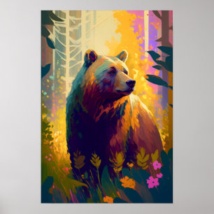 Arte de vida silvestre con retrato animal en oso p