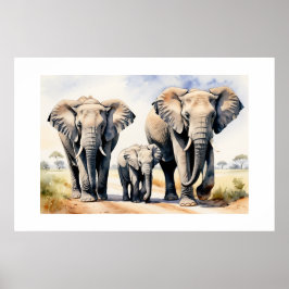 Arte de vida silvestre en acuarela de familia de e